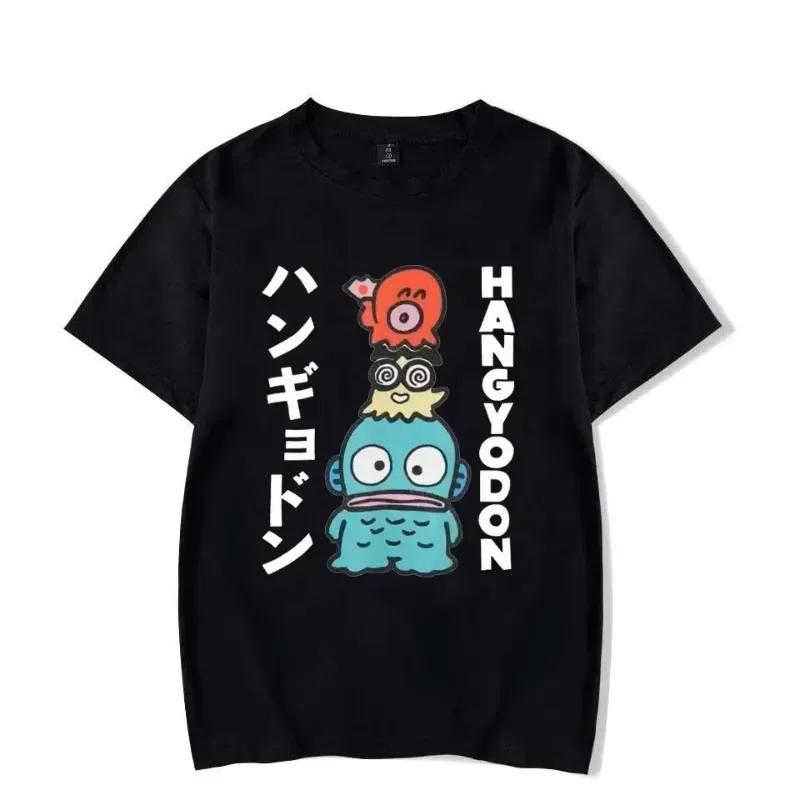Hangyodon Japanese Men's and Women's T-shirt Retro T-shirt Short Sleeve Round Neck T-shirt Summer Clothing Y2K Top