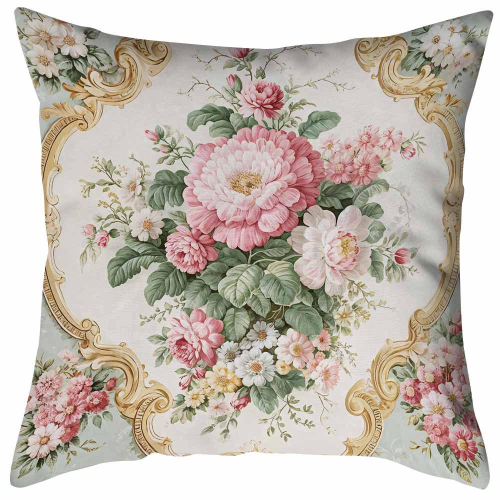 Retro Flowers Throw Pillow Covers With Digital Printing Of Short Plush Fabric Car-Shaped Sofa Cushion For Office Home Decor