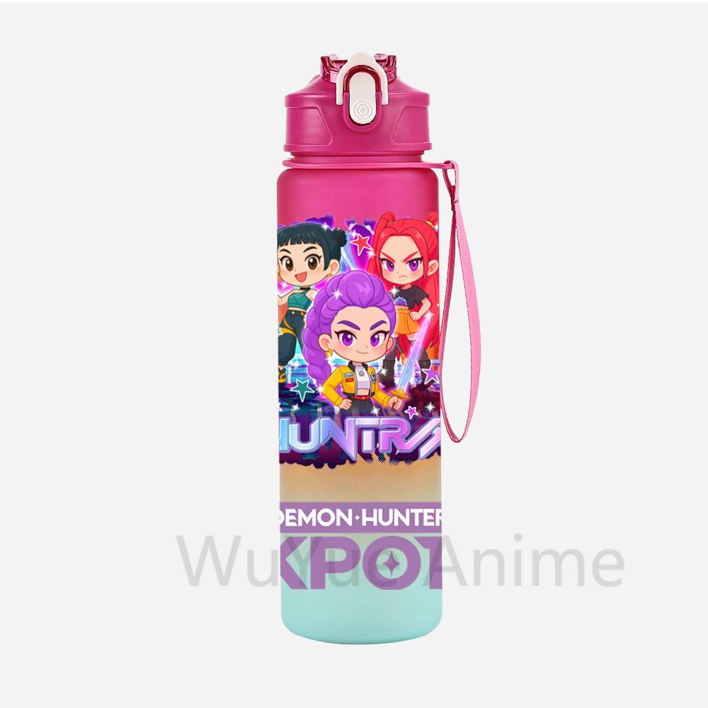 Anime K-Pop Demon Hunters Character Water Cup Large Capacity Outdoor Portable Rope Drinking Bottle Gift for Boys and Girls