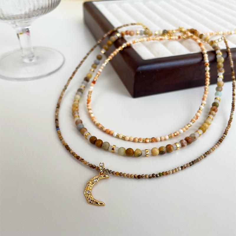 

Bohemian Moon Beaded Necklace: Retro, Versatile, Luxury Fashion Clavicle Chain for Women Style 2