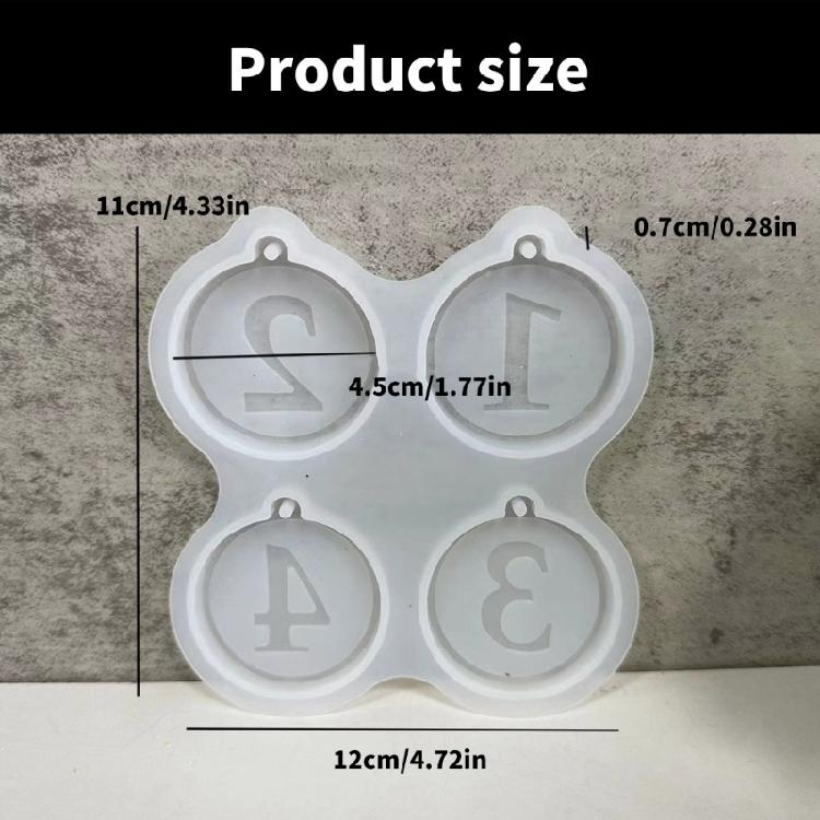Round Number Pendant Silicone Mould 1234 Number Hanging Ornament Molds Keychains Plaster Molds Deer Epoxy Resin Molds