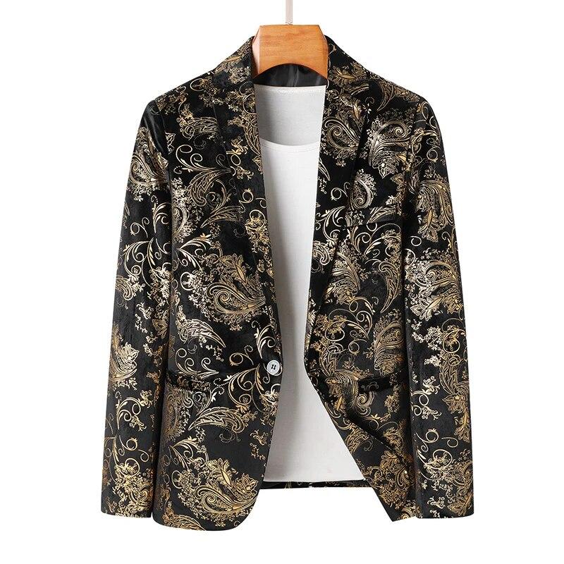 Men's Casual Boutique Business Blazer Personalized Bronzing Design Evening Dress Suit Male Slim Fit Blazers Jacket Coat