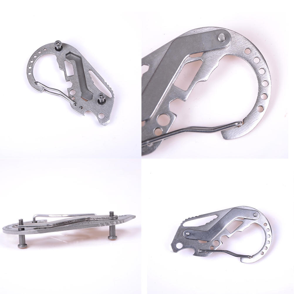 Multi Tools Key Holder Wrench Quickdraw Carabiner უჟანგავი ბოთლის გასახსნელით