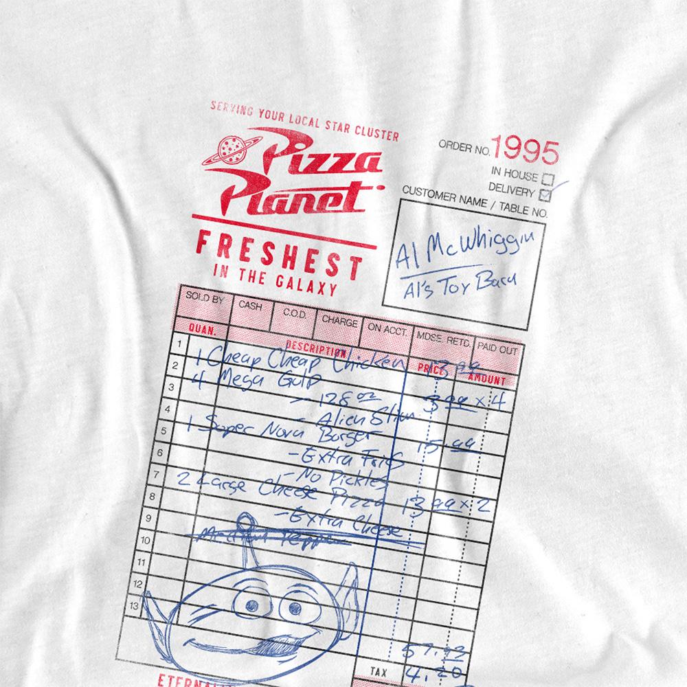 Toy Story Unisex Adult Pizza Planet Menu Back Print T-Shirt