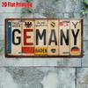 Printing, , Vintage Metal License Plate, Outdoor Wall Art , GERMANY Badge Style Aluminum Sign with License Typography and Sym