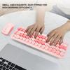 Wireless Keyboard and Mouse Cute Retro Round Keycap Typewriter Keyboard with 3 DPI Wireless Computer Keyboard and Mouse Set for Home Office Combo,