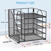 Bureau Papier Bestand Tray Organiser 5-Laags Metalen Bestand Brief Tray Met Boekenrek Ruimtebesparende Document Organiser Voor Kantoor