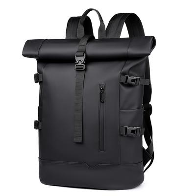 Trendy opgerolde rugzak voor heren, grote capaciteit, high-end gevoel, rugzak voor zakenreizen, casual reisrugzak