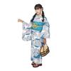 Fuuka Yukata for Kids 2 White In [Fuuka] Children, Girls, Set, Pieces, Obi, 130cm, Cat, Turquoise, Blue, (Heko Obi/Made Japan/Turquoise) 05-130-B167