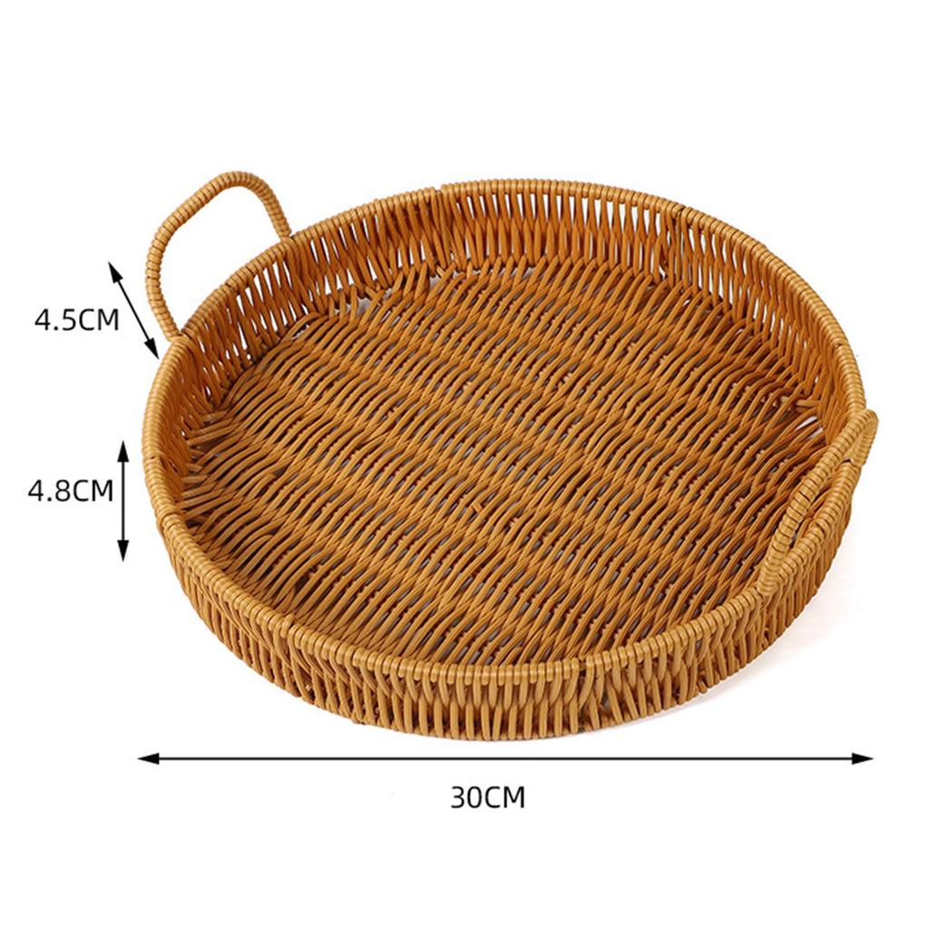 Fruit Basket Snacks Tray Organizer PP Material Rattan for Serving Tea, Dessert, Cake, Dinner, Breakfast Durable Multifunctional