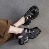 Johnature Round Toe Woven Breathable Hollow-out Thick Soled Sandals Casual Versatile Women's Platform Shoes