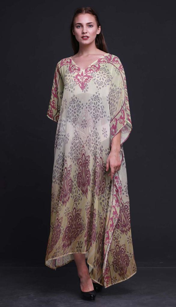 Phagun Paisley Ethnic Womens Long Beach Kaftan Beachwear Bikini Coverup Maxi