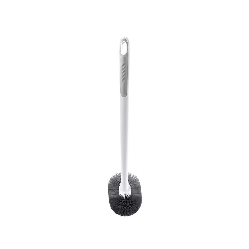 Wall Mounted Toilet Brush with Long Handle, No Dead Corners Cleaning Tool for Bathroom, Space-Saving Toilet Scrubber with Holder