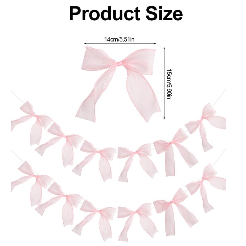 Pink Bow Ribbon Hanging Garlands Banner for Kids Boy Girl Birthday Party Wedding Decoration Baby Shower Favors Home Wall Flag