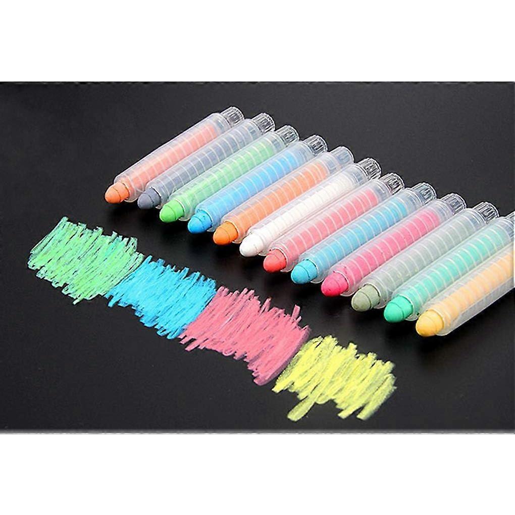 12-Pack Dust Free Chalk Kids Graffiti Colored Chalk Swivel Eraser Chalk