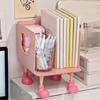 Bear Bookend Organizer with Multi-Tier Shelves Cute Desktop Bookshelf for Office Dorm Room Space-Saving Plastic Storage Rack for Book Files & Supplies