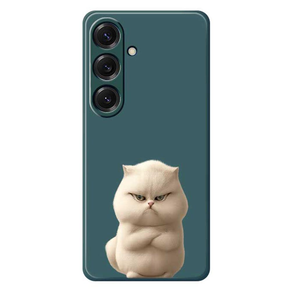 

Для Samsung Galaxy S25 Чехол Злой кот Принт Прямой край ТПУ Задняя крышка телефона Green