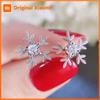 Huitan Fresh Style Snowflake Christmas Stud Earrings for Women Full Bright CZ Elegant Party Jewelry Festival Xmas Accessories