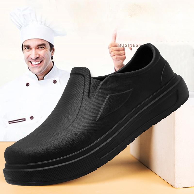 Men's Chef Shoes Anti Slip Oil Resistant Dirt Work Shoes Quick Drying Thick Soled Rain Shoe Large Size Breath Clogs Zapatillas