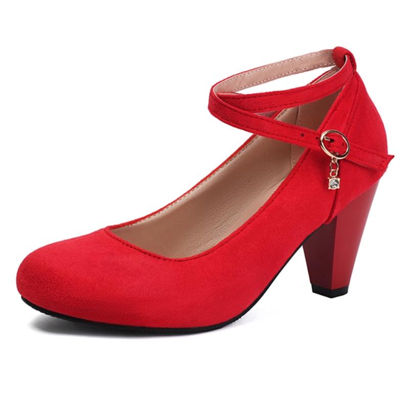 

Элегантные женские туфли-лодочки на высоком каблуке красного и черного цвета Мэри Джейн 2025 Большой размер 46 Модные туфли для вечеринки, офиса, свадьбы Женские удобные 39 красный