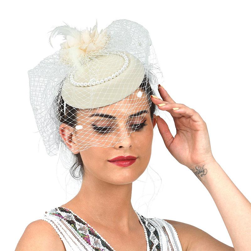 

Женская шляпка-фасинатор с перьями, сеткой и вуалью, головной убор для вечеринки, свадебное украшение для головы для девушек Beige