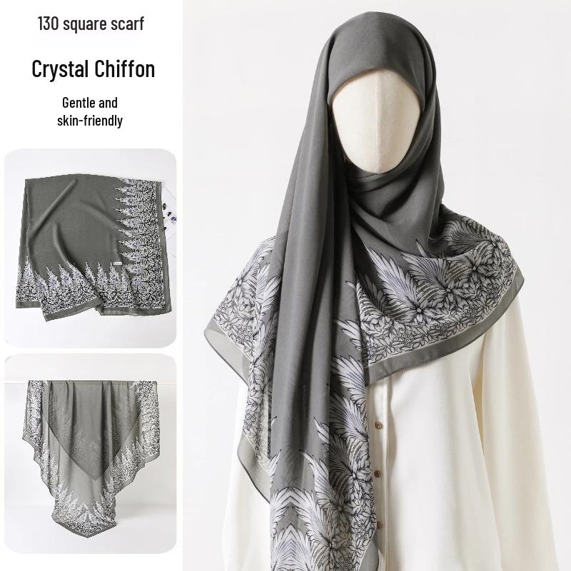 Damenmode 130x130 Seidenähnlicher Gaze Quadratischer Schal Stola - High-End, Leichtgewicht, Langer Schal