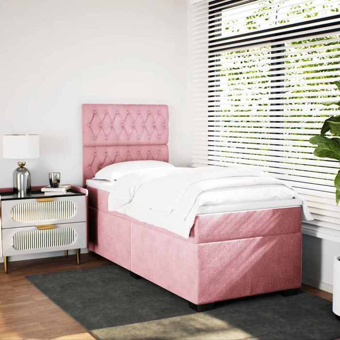 Maison Exclusive - Sommier à lattes de lit avec matelas Rose 100x200 cm Velours