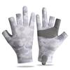 Outdoor Fishing Half Finger Gloves Ice Silk Sunscreen Breathable Cycling Anti-slip Wear-resistant Leaky Finger Gloves