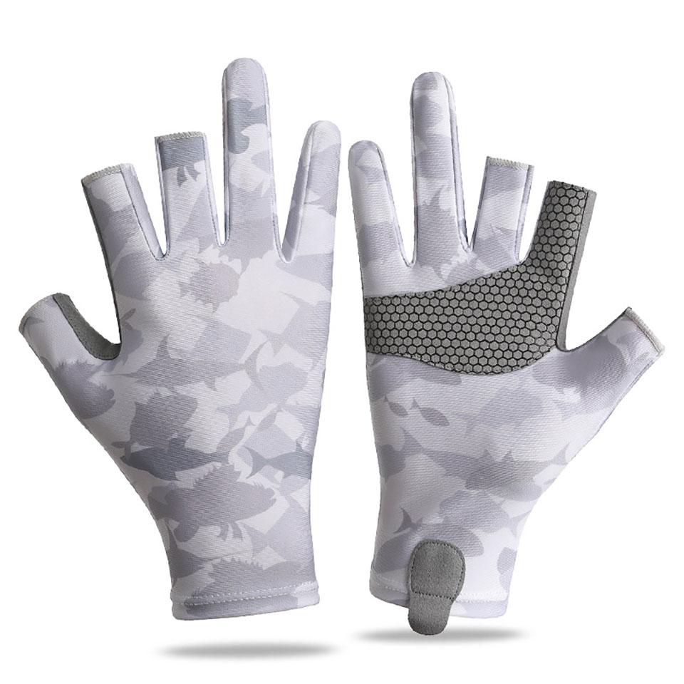 Outdoor Fishing Half Finger Gloves Ice Silk Sunscreen Breathable Cycling Anti-slip Wear-resistant Leaky Finger Gloves
