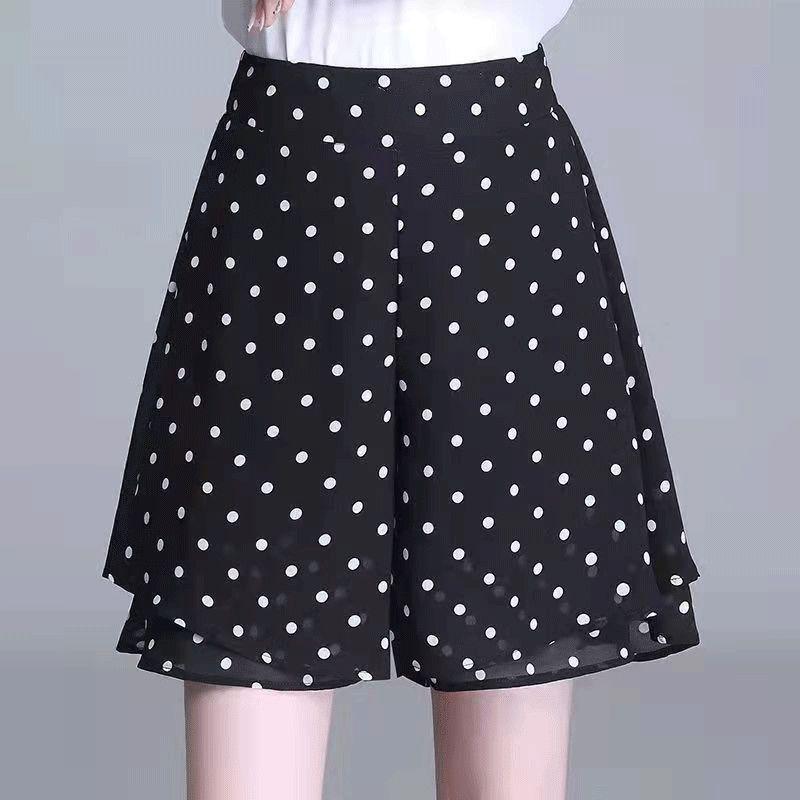 

Double-Layer Chiffon High-Waist Wide-Leg Pants with Pockets - Versatile Summer Outerwear/Shorts/Skirt Pants L Suitable for 90-100 jin