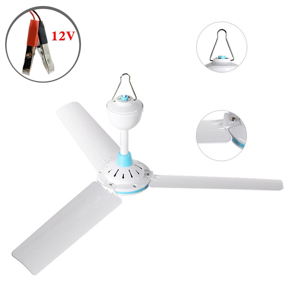 Universal Household 12V Ceiling Fan Air Cooler Hanging Tent Fans with 2.4m Cable for Home Bed Camping Outdoor Office