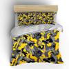 Yellow Background with Black-gray Camouflage Bedding Set for Kids Luxury Gift 3pcs Digital Print Comforter Set Soft Comfortable