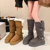 Tall Snow Boots Women's 2025 Winter New Versatile Thick-soled Non-slip Heightening Two Wear Piled and Thickened Warm Cotton Shoes