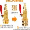 Dual Purpose Winterize Adapter with Quick Plug&3/4" GHT Thread, Brass Made Winterizing Quick Fitting with Ball Valve, Easy Blow Out Water To
