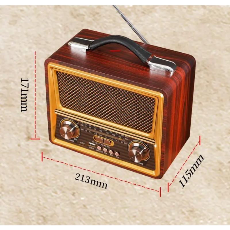 Wood Stero Wireless Bluetooth Speaker HIFI Sterero Mp3 Player Radio Receiver Rechargeable FM/AM/SW SUPPORT USB/SD/TF
