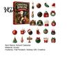Christmas Tree Hanging Accessories Advent Calendar with 24 Acrylic Pendants, 2D Flat Bowling Theme Durable Double Sided Printed Ornaments for Holiday