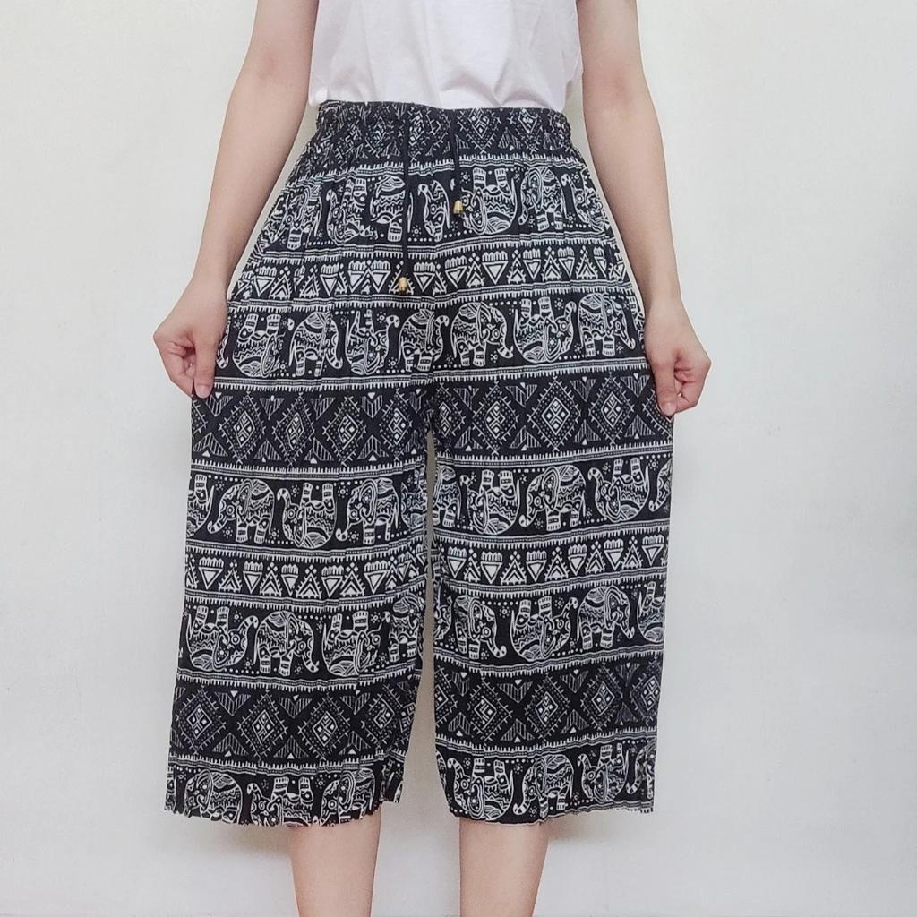 Elefant Korte Bukser Justerbar Elastisk Midje Stropp Unisex Kvinner Menn Trykk Thailand Casual Streetwear Strand Sommer Boho Bohemsk Retro Vintage
