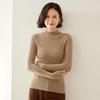 Women's Cashmere Striped Sweater: Slim-Fit Fashionable Pullover with Half-High Collar for Autumn & Winter