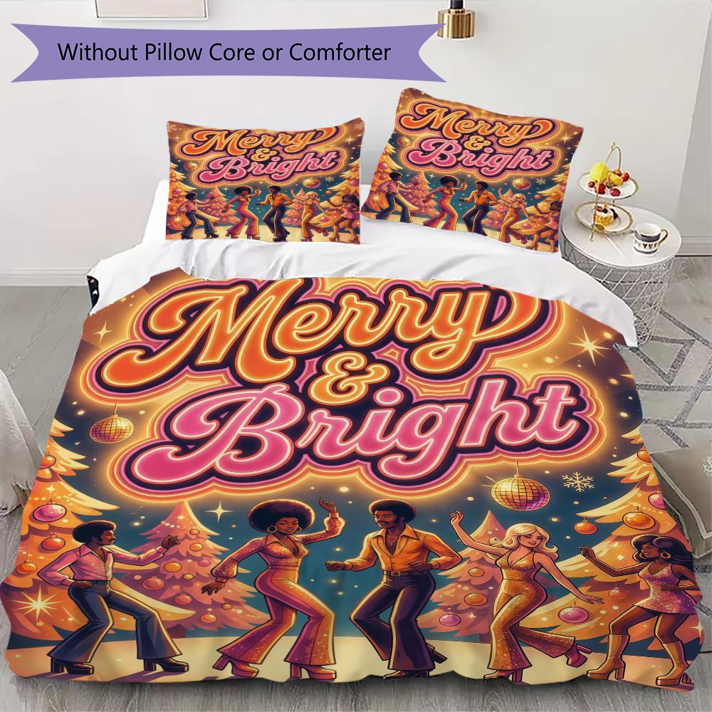 Christmas Door Pattern Bedding Uilt Set Uilt Cover Pillowcase Home Decoration Birthday Gift (1 * Duvet Cover + 2 * Pillowcase Without core)_XIA