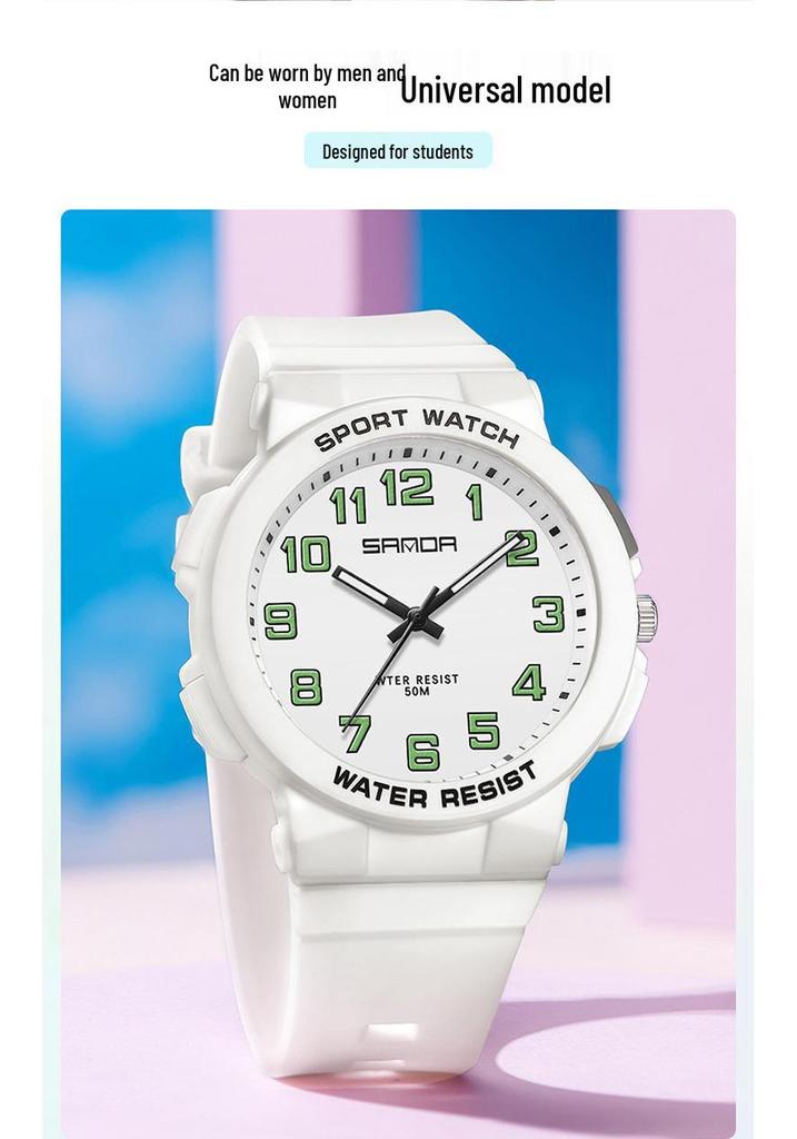 Sanda Trendy Luminous Waterproof Quartz Watch for Teens - Simple, Versatile Pointer Style.