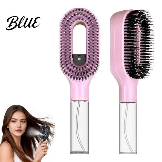 Escova de Cabelo Amiga do Couro Cabeludo 2 em 1 com Borrifador Embutido Desembaraçador para Cabelos Cacheados Ondulados Lisos Desembaraça Cabelo Molhado Seco Escova de Viagem Anti-Frizz
