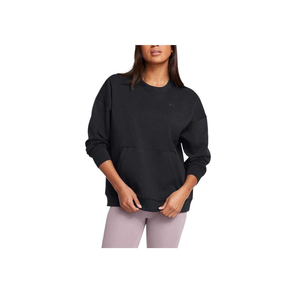 Under Armour Logo Comfortable Crew Neck Pullover Knit Sweatshirt Women Sweatshirt Black 1389288-001