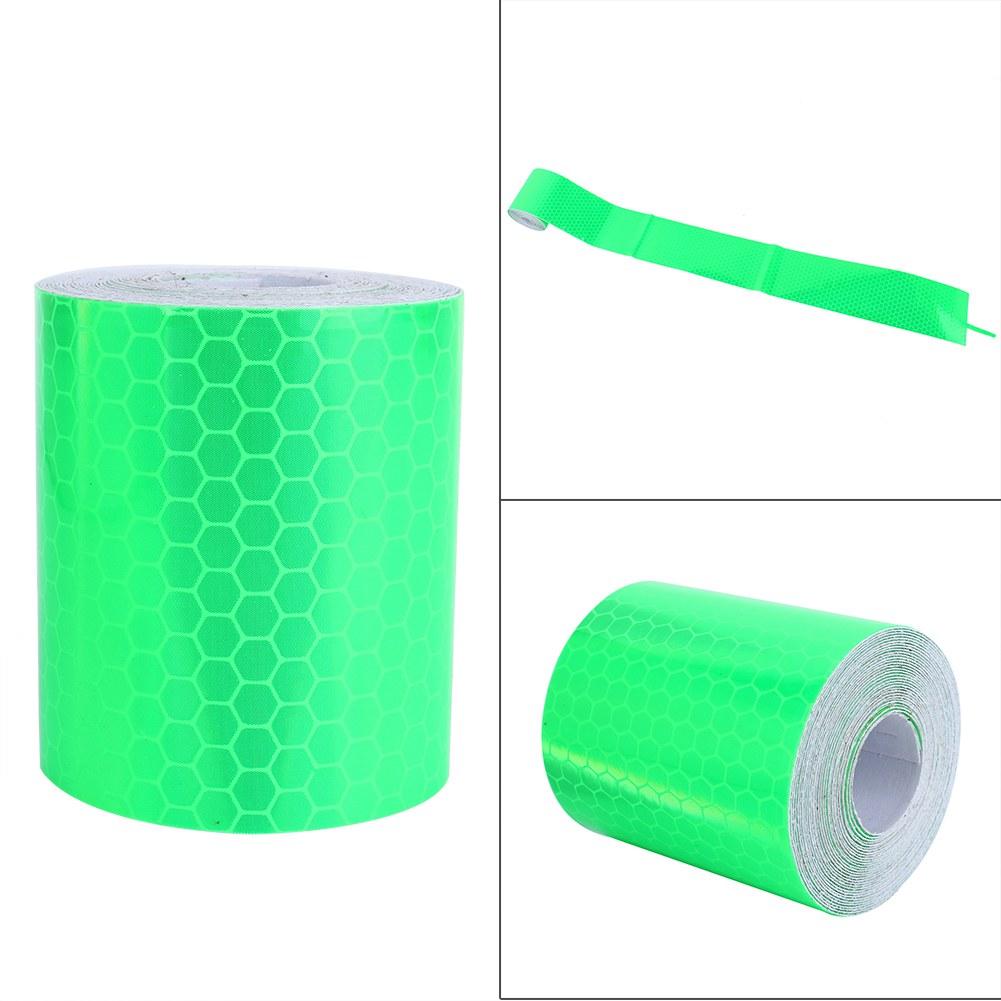 Reflective Safety Warning Tape Fluorescence Reflective Car Wall Sticker Roll PVC 300cm Green Color: Green