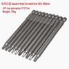 10-Piece S2 Alloy Steel SQ2 Square Screwdriver Bit Set with 1/4" Hex Shank