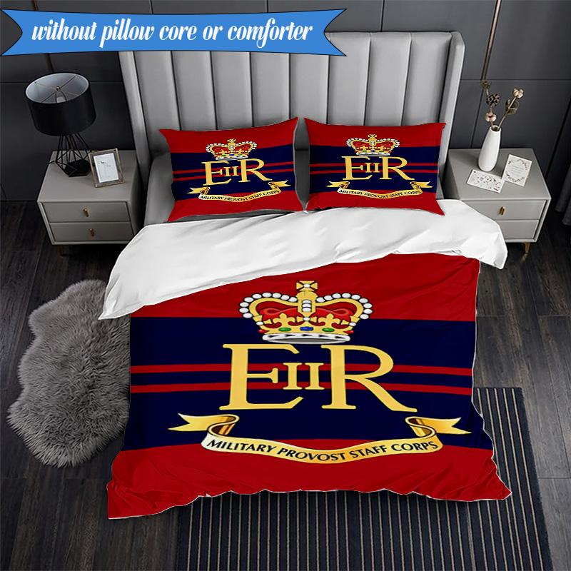 3PCS Royal Engineers Crest Emblem Bedding Set 2D Printing (Includes 1 Duvet Cover + 2 Pillowcases Coreless), Bedroom decor,Fan Gift