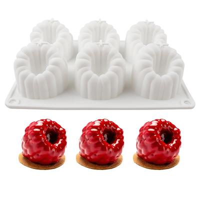 Forma de Silicone para Bolo Mousse de Framboesa Grande com 6 Cavidades, Forma de Silicone para Assar Sobremesas Francesas, Forma de Fondant