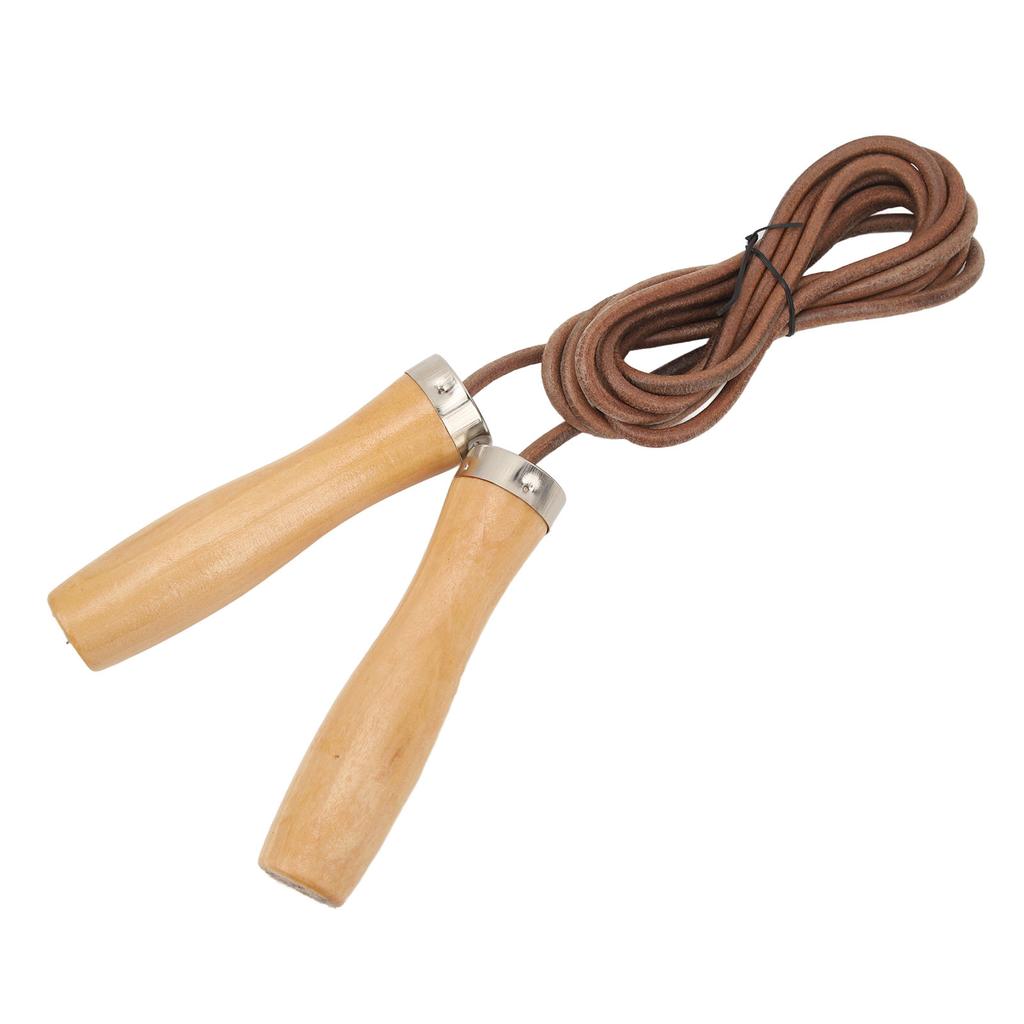 Springseil Rindsleder Holzgriff Tragbar Hocheffektiv Springseil für Fitnessübung