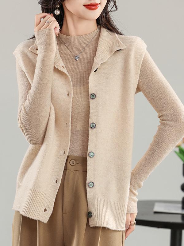 Women's Double-Sided Wool Vest Cardigan - New Autumn/Winter Half-High Neck Layering Knitwear.
