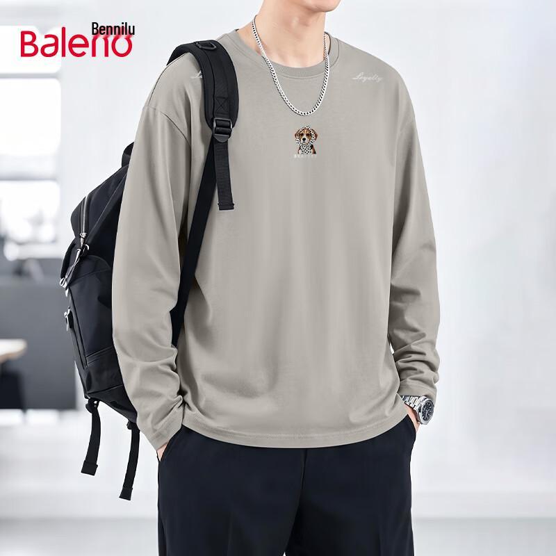 Baleno Men's Long-Sleeve Pure Cotton Casual Crewneck T-Shirt