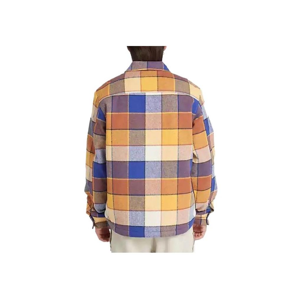 Timberland Organic Cotton Fleece-Lined Overshirt Plaid Collar Long Sleeve Shirt Men Shirts Yellow A6G5S-DY1